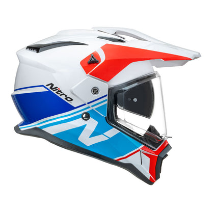 Nitro - NITRO MX780 ADVENTURE GLOSS WHITE/L-BLUE/RED/BLUE - Shark Leathers