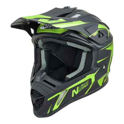 Nitro - NITRO MX760 PODIUM SATIN BLK/FLURO GREEN M - Shark Leathers