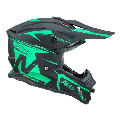 Nitro - NITRO MX760 PODIUM SATIN BLK/TEAL S - Shark Leathers