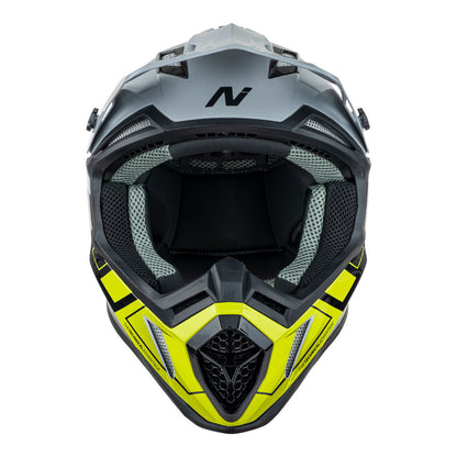 Nitro - NITRO MX760 HYPER GLOSS SILVER/GREY/BLACK/FLURO  L - Shark Leathers