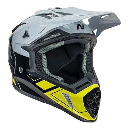 Nitro - NITRO MX760 HYPER GLOSS SILVER/GREY/BLACK/FLURO  L - Shark Leathers