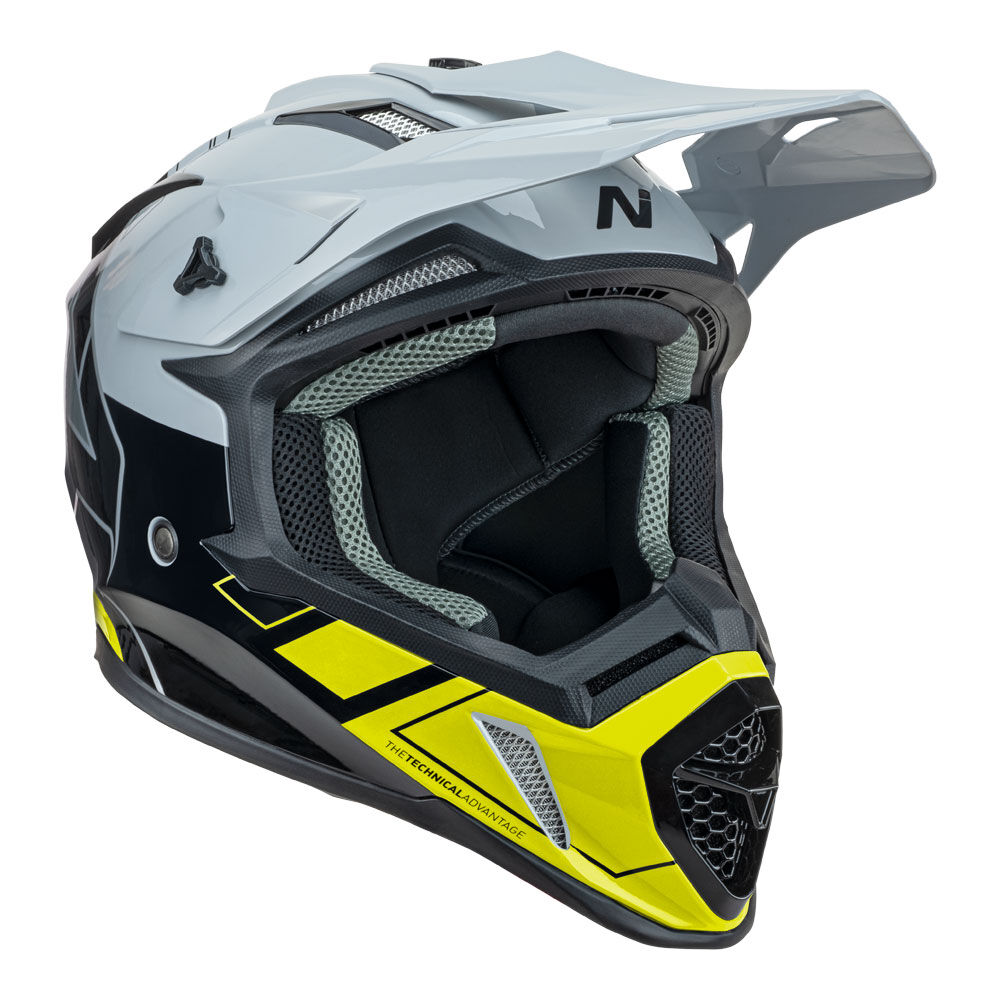 Nitro - NITRO MX760 HYPER GLOSS SILVER/GREY/BLACK/FLURO  XL - Shark Leathers