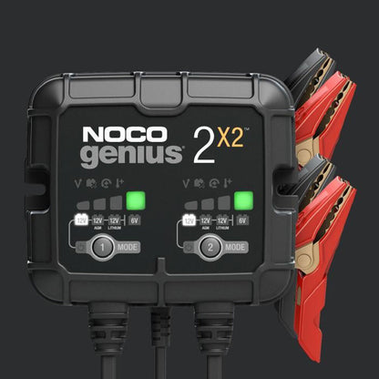 NOCO - NOCO GENIUS 2X2 : BANK CHARGER - 6/12V 2A X 2 [EA]  CN2 - Shark Leathers