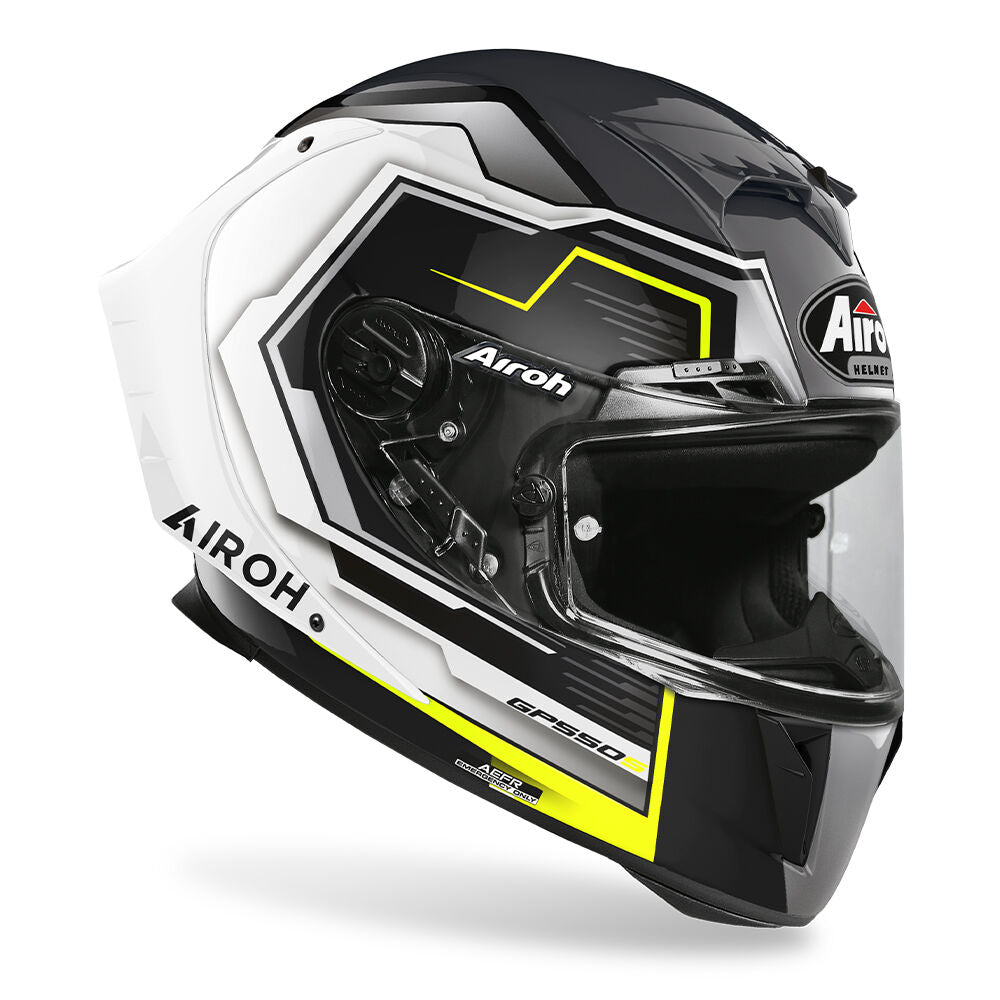 AIROH GP550-S ‘RUSH’ WHITE/YELLOW GLOSS