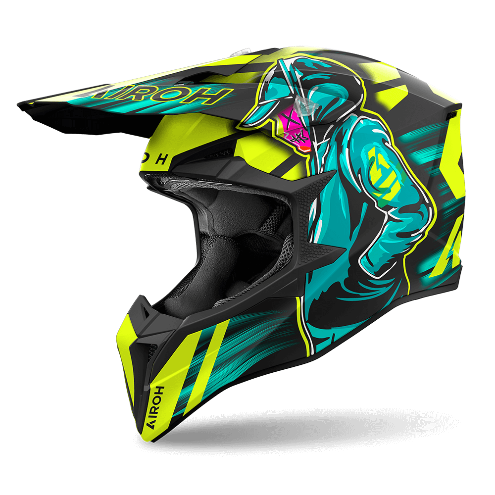 AIROH WRAAAP 'CYBER' YELLOW MATT HELMET