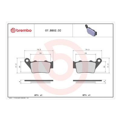 Brembo Prime Brake Pad Carbon Ceramic Rear 07BB02CC