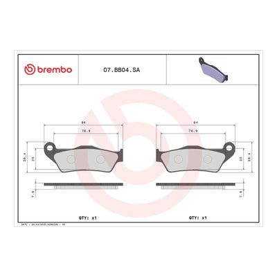Brembo Prime Brake Pad Sinter Front 07BB04SA
