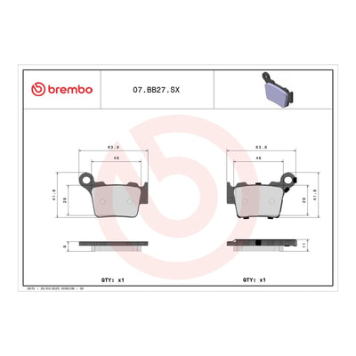 Brembo Upgrade Brake Pad Sinter Rear 07BB27SX