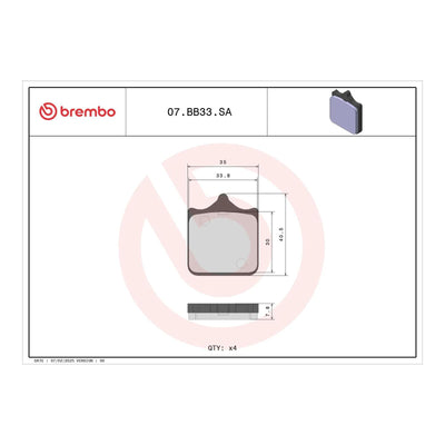 Brembo Prime Brake Pad Sinter Front 07BB33SA
