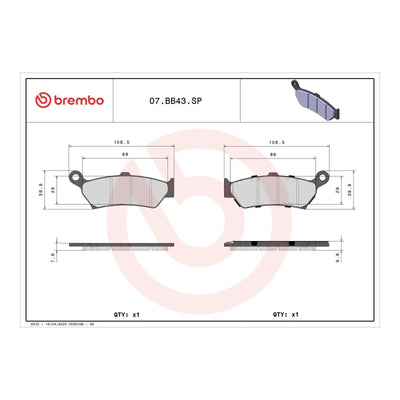 Brembo Prime Brake Pad Sinter Rear 07BB43SP