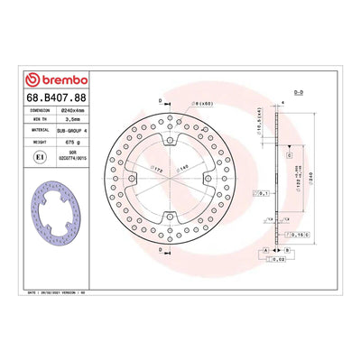 Brembo Prime Brake Disc Serie Oro Rear 68B40788