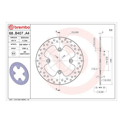 Brembo Prime Brake Disc Serie Oro Rear 68B407A4