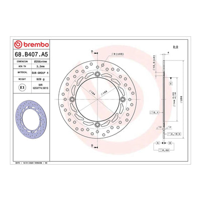 Brembo Prime Brake Disc Serie Oro Front 68B407A5