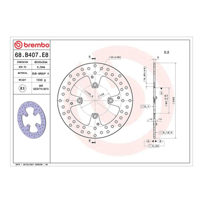 Brembo Prime Brake Disc Serie Oro Rear 68B407E8