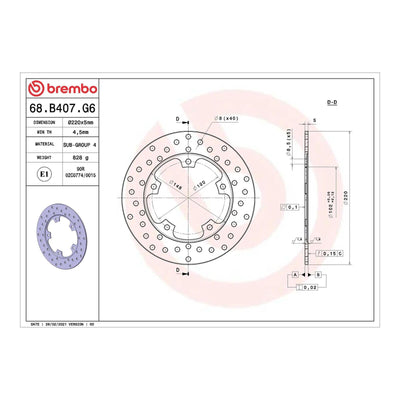 Brembo Prime Brake Disc Serie Oro Rear 68B407G6