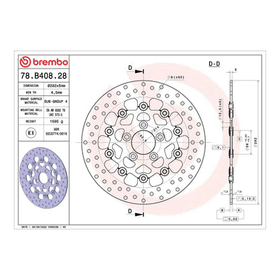 Brembo Prime Brake Disc Serie Oro Rear 78B40828