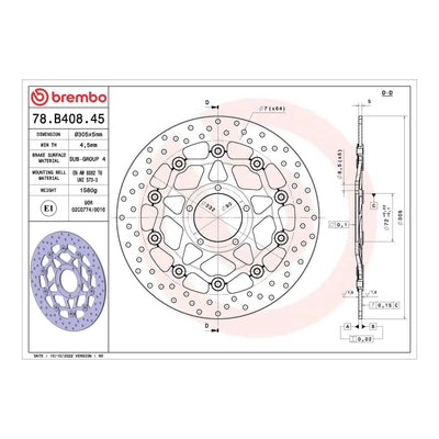 Brembo Prime Brake Disc Serie Oro Front 78B40845