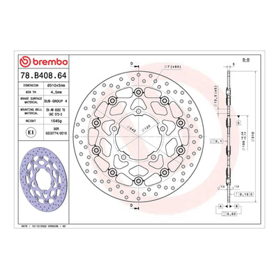 Brembo Prime Brake Disc Serie Oro Front 78B40864