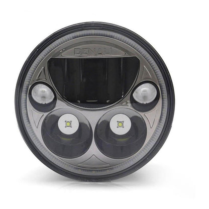 Denali M5 E-Mark LED Headlight Module - 5.75 Round, Black Chrome