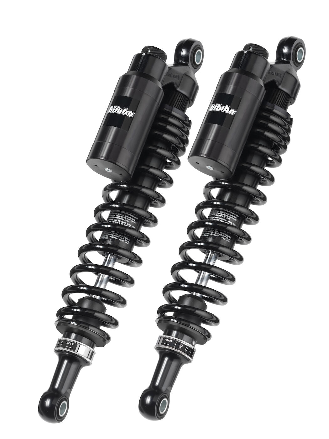 Bitubo WMT02V2 - Rear Twin Shocks - Black Spring - 290mm length [Adjustable: Preload, Rebound, Compression]