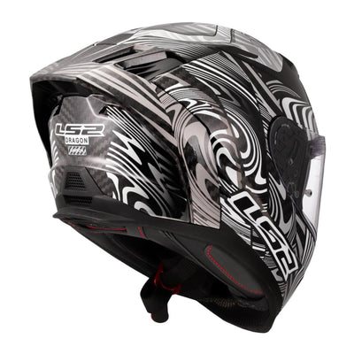 LS2 FF807 Dragon Carbon Enthum Helmet - Black / Silver 06