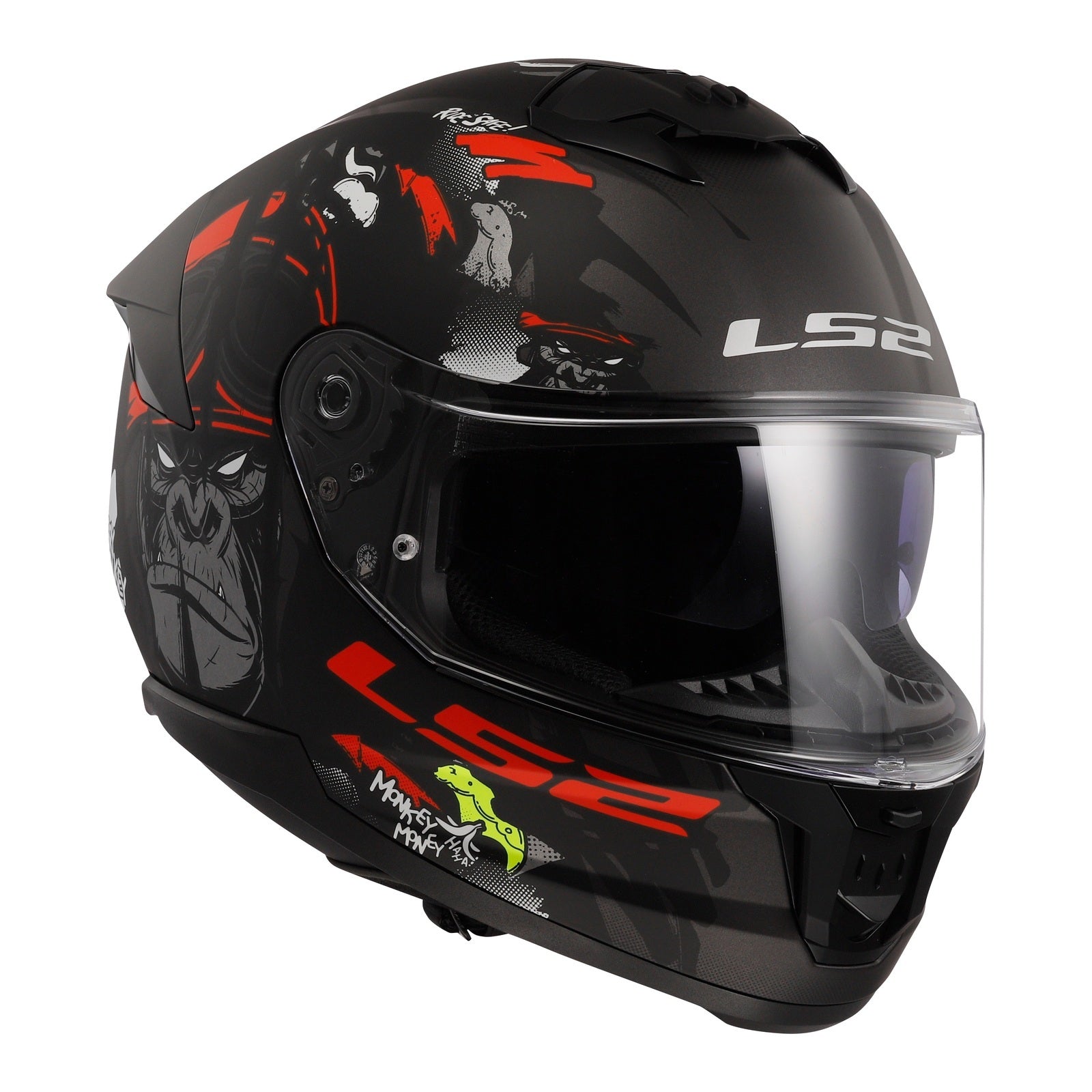 LS2 FF808 Stream II Angry Monkey Helmet - Matte Black / Red 06