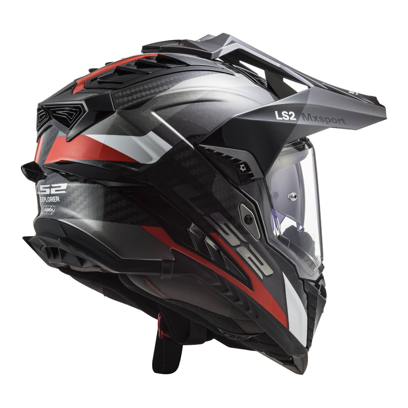 LS2 MX701 Explorer Carbon Frontier Helmet - Titanium / Red