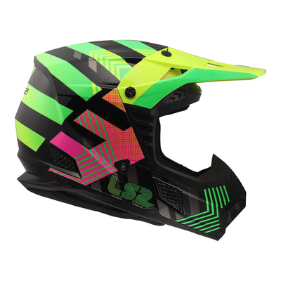 LS2 MX706J COZ Chromatic Junior Helmet - Black / Hi-Vis Pink