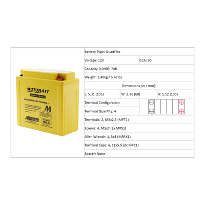 Motobatt Battery Quadflex 12V AGM - MB5.5U  *10
