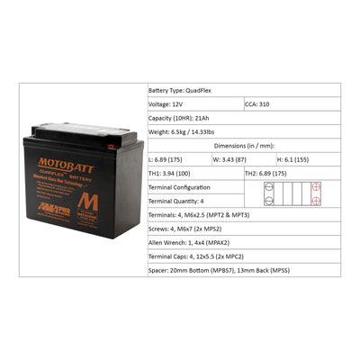 Motobatt Battery Quadflex AGM - MBTX20UHD