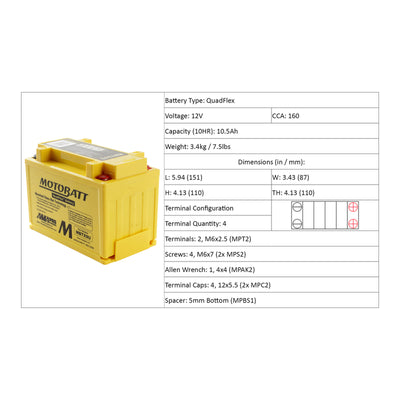 Motobatt Battery Quadflex AGM - MBTX9U