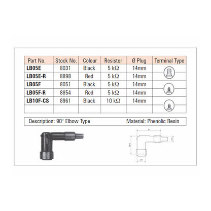 NGK LB05F SPARK PLUG CAP (8051) NLA