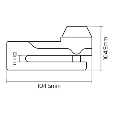 Oxford Titan 10mm Pin Disc Lock - Black, includes pouch
