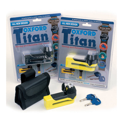 Oxford Titan 10mm Pin Disc Lock - Black, includes pouch