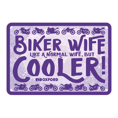 Oxford Garage Metal Sign: Biker Wife, Like a Normal Wife, But Cooler