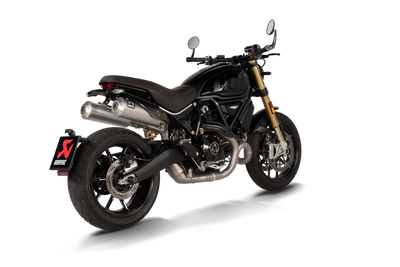 Akrapovic Slip-On Line Titanium Muffler System w/Titanium End Cap & Heat Shield for Ducati Scrambler 1100 18-Up