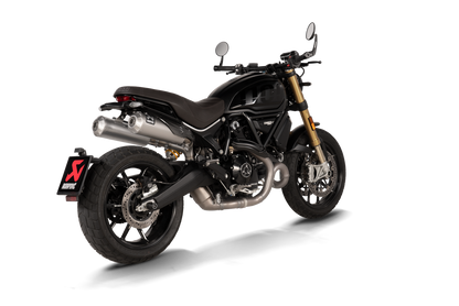 Akrapovic Slip-On Line Titanium Muffler System w/Titanium End Cap & Heat Shield for Ducati Scrambler 1100 18-Up