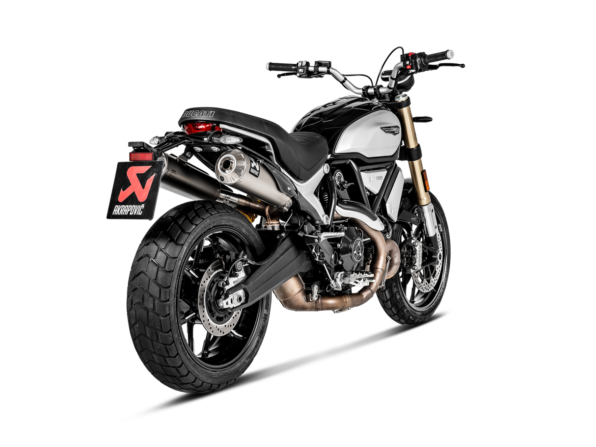 Akrapovic Slip-On Line Titanium Muffler System w/Carbon End Cap & Heat Shield for Ducati Scrambler 1100 18-20 Akrapovic