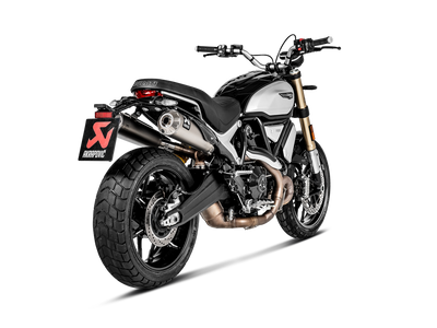 Akrapovic Slip-On Line Titanium Muffler System w/Carbon End Cap & Heat Shield for Ducati Scrambler 1100 18-20 Akrapovic