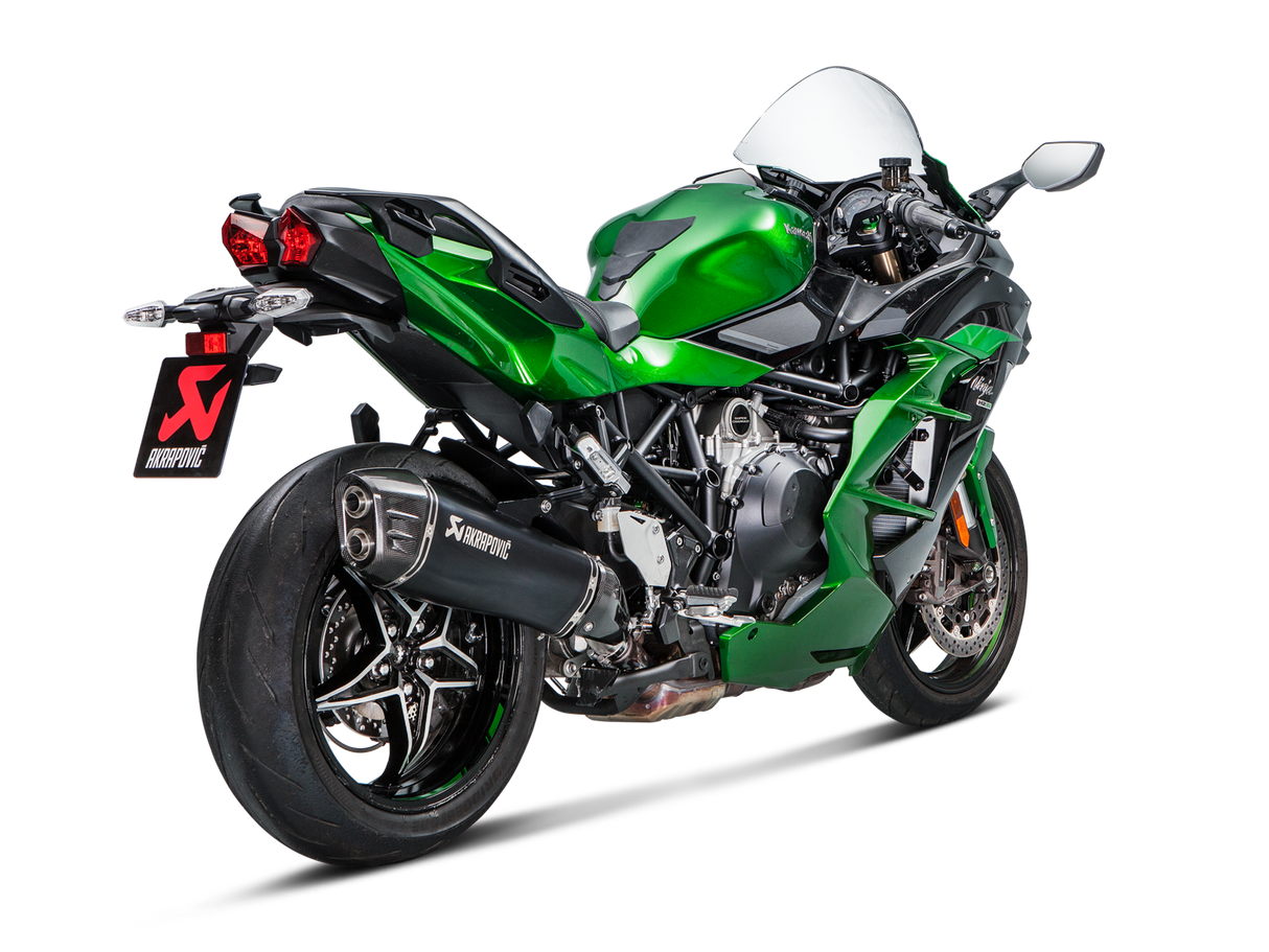 Akrapovic Slip-On Line Black Titanium Muffler System w/Carbon End Cap for Kawasaki Ninja H2 SX 18-Up Akrapovic
