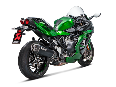Akrapovic Slip-On Line Black Titanium Muffler System w/Carbon End Cap for Kawasaki Ninja H2 SX 18-Up Akrapovic