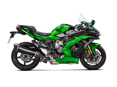 Akrapovic Slip-On Line Black Titanium Muffler System w/Carbon End Cap for Kawasaki Ninja H2 SX 18-Up Akrapovic