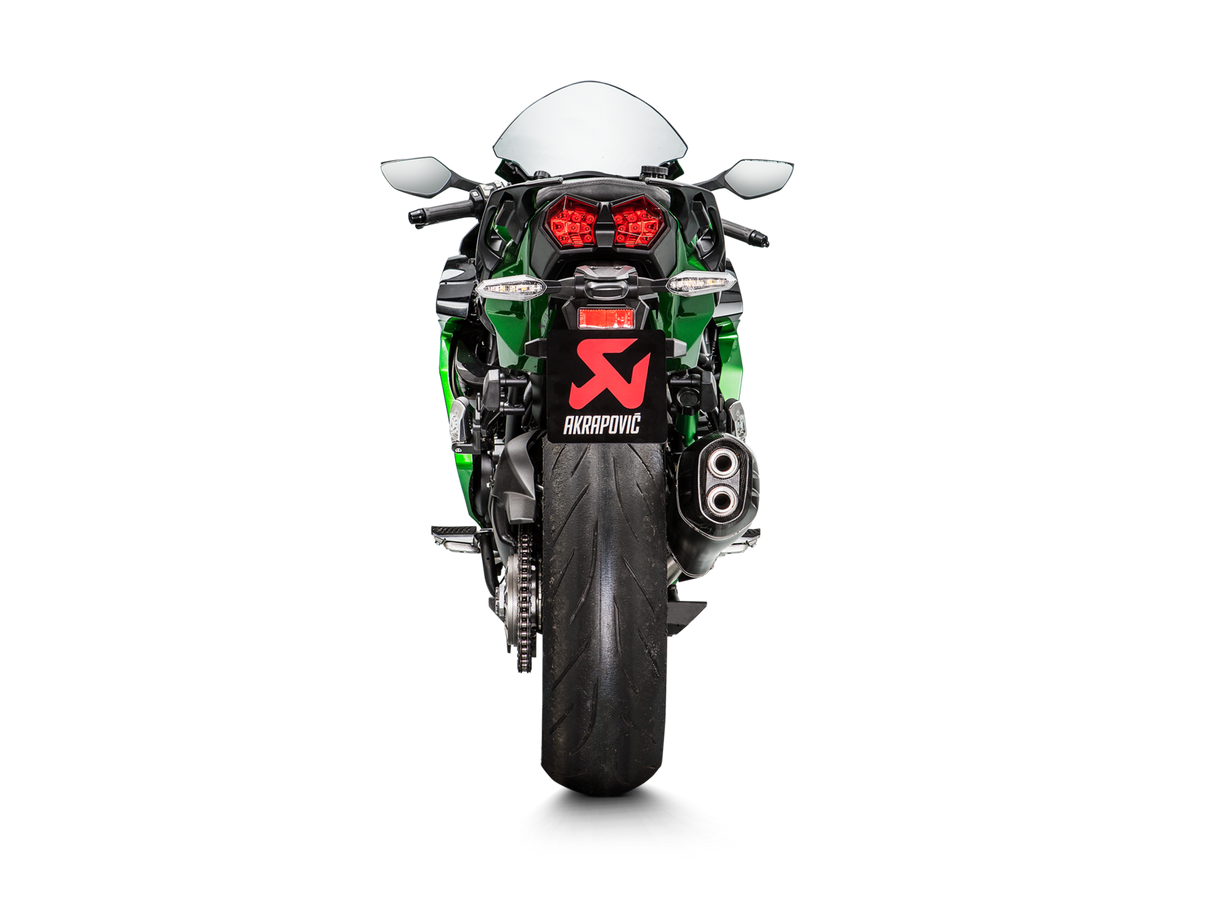Akrapovic Slip-On Line Black Titanium Muffler System w/Carbon End Cap for Kawasaki Ninja H2 SX 18-Up Akrapovic