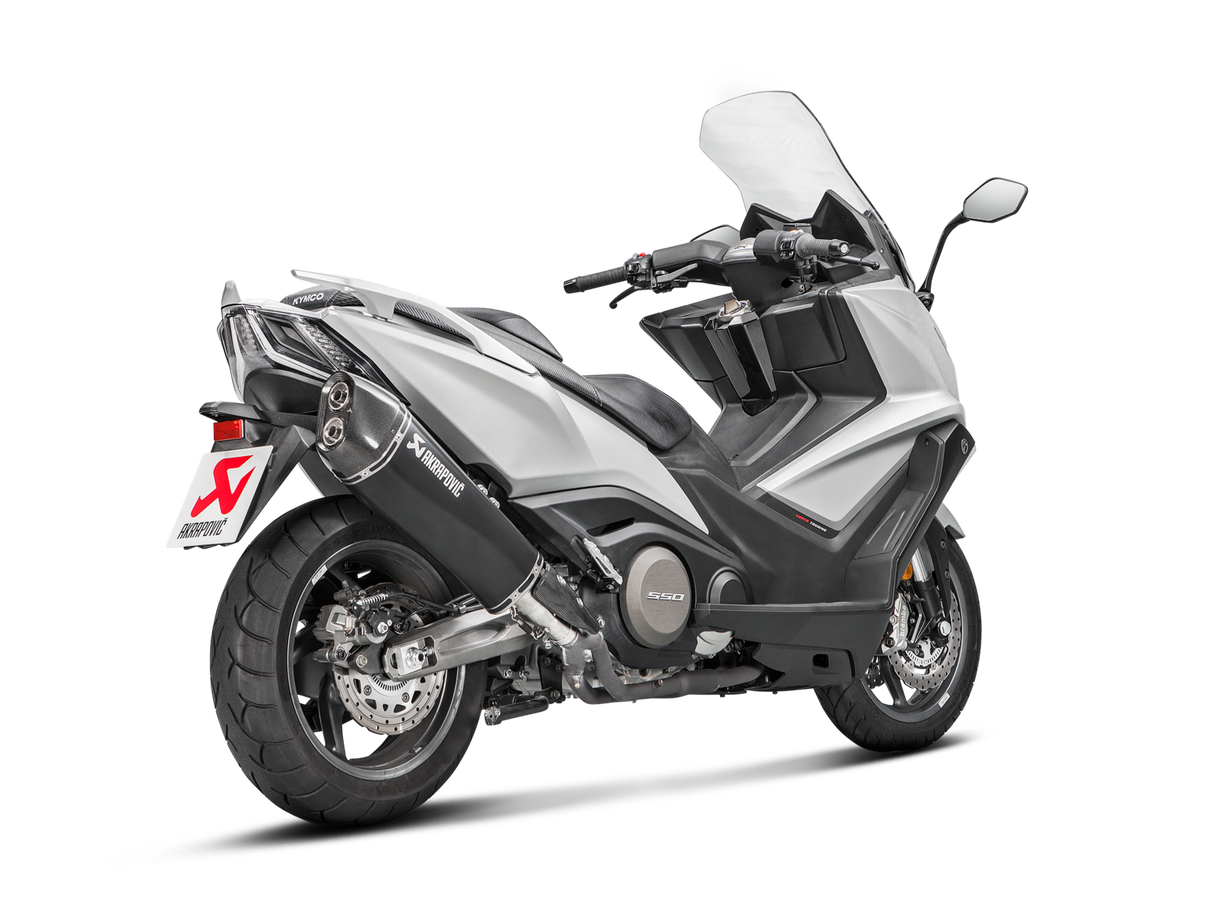Akrapovic Slip-On Line Black Stainless Steel Muffler System w/Carbon End Cap for Kymco AK 550 17-20 Akrapovic