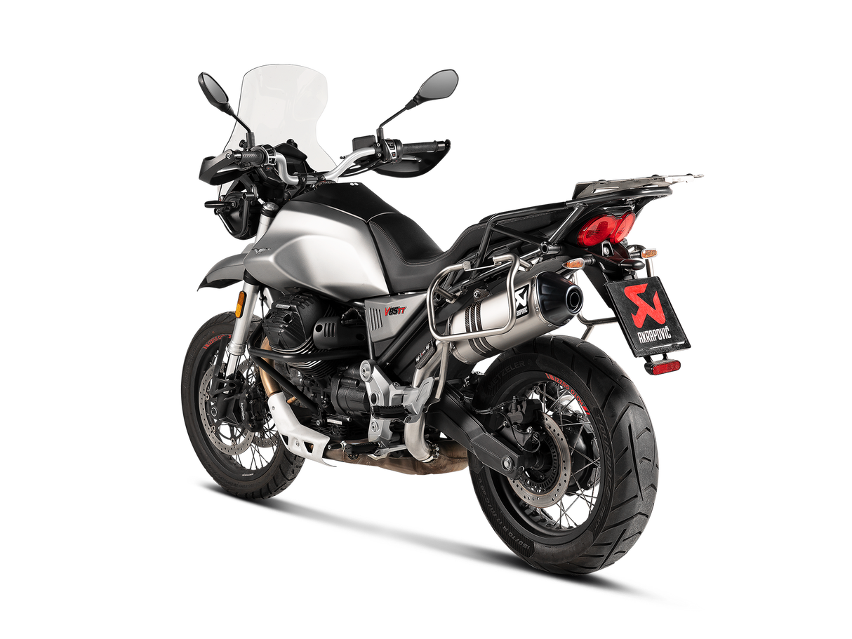 Akrapovic Slip-On Line Titanium Muffler System w/Black Titanium End Cap for Moto Guzzi V85TT 19-Up Akrapovic