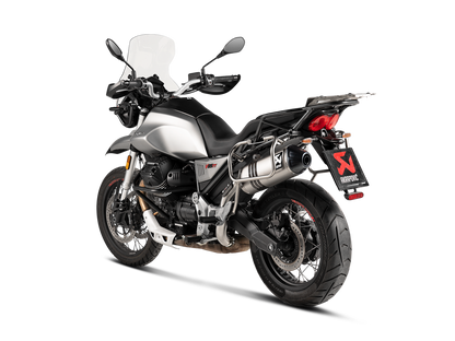 Akrapovic Slip-On Line Titanium Muffler System w/Black Titanium End Cap for Moto Guzzi V85TT 19-Up Akrapovic