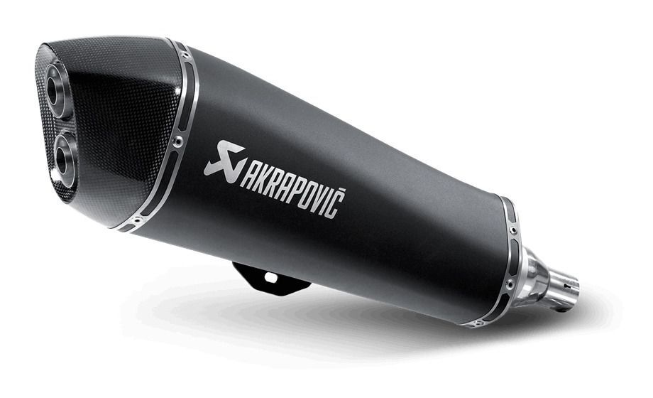 Akrapovic Slip-On Line Black Stainless Steel Muffler System w/Carbon End Cap for Piaggio MP3 400/400 LT 08-13/M3 500/500 LT/HPE 08-16 Akrapovic