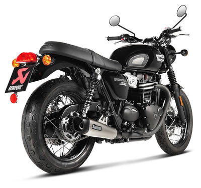 Akrapovic Slip-On Line Titanium Muffler System w/Black Titanium End Cap for Triumph Bonneville T100 17-20/T120 16-20 Akrapovic