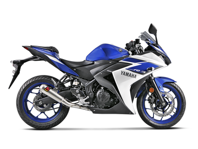 Akrapovic Racing Line Stainless Steel Exhaust System w/Titanium End Cap for Yamaha YZF-R25 14-21/YZF-R3 15-21/MT-03 16-19