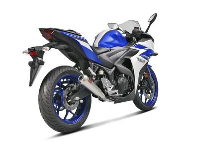 Akrapovic Racing Line Stainless Steel Exhaust System w/Titanium End Cap for Yamaha YZF-R25 14-21/YZF-R3 15-21/MT-03 16-19